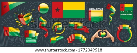 Vector set of the national flag of Guinea Bissau in various creative designs