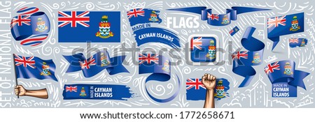 Vector set of the national flag of Cayman Islands in various creative designs