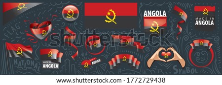 Vector set of the national flag of Angola in various creative designs