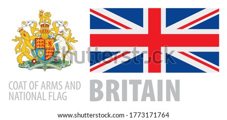 Vector coat of Arms and national flag of Britain
