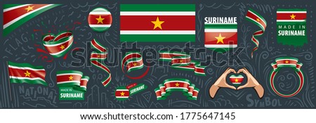 Vector set of the national flag of Suriname in various creative designs