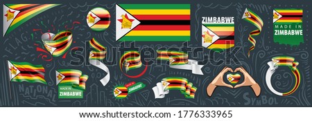 Vector set of the national flag of Zimbabwe in various creative designs