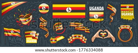 Vector set of the national flag of Uganda in various creative designs