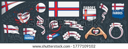 Vector set of the national flag of Faroe Islands in various creative designs