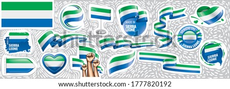 Vector set of the national flag of Sierra Leone in various creative designs