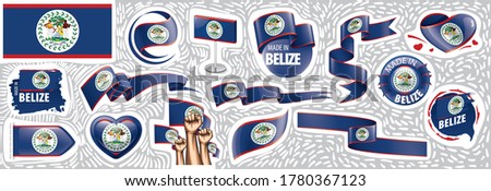 Vector set of the national flag of Belize in various creative designs