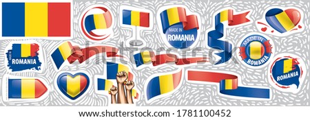 Vector set of the national flag of Romania in various creative designs