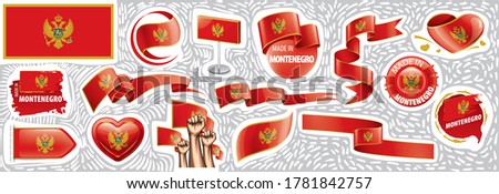 Vector set of the national flag of Montenegro in various creative designs