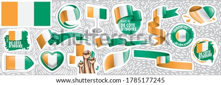 Vector set of the national flag of Cote d'Ivoire in various creative designs