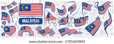 Vector set of the national flag of Malaysia in various creative designs
