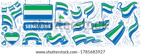 Vector set of the national flag of Sierra Leone in various creative designs