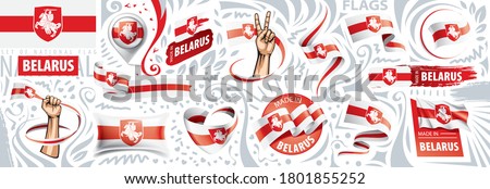 Vector set of the national flag of Belarus in various creative designs