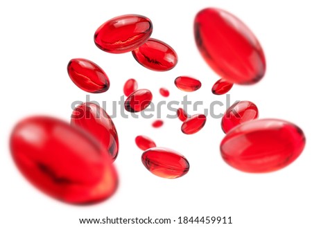 Similar – Image, Stock Photo Colourful pills on red background