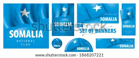 Vector set of banners with the national flag of the Somalia