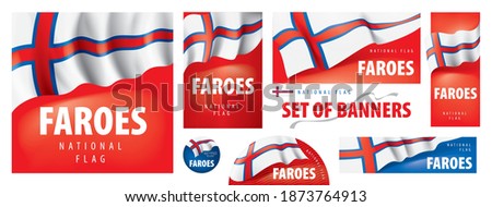 Vector set of banners with the national flag of the Faroe Islands