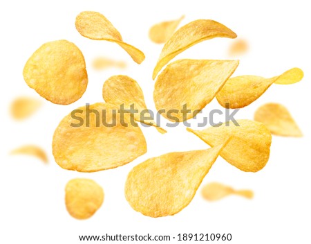 Similar – Image, Stock Photo round potato chips on a blue background, top view