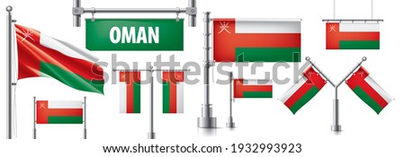 Vector set of the national flag of Oman in various creative designs