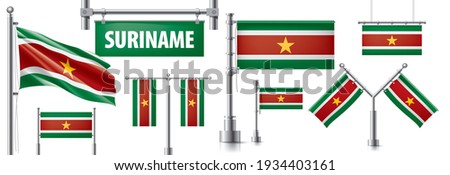 Vector set of the national flag of Suriname in various creative designs