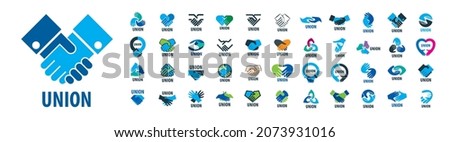 A set of vector Handshake logos on a white background