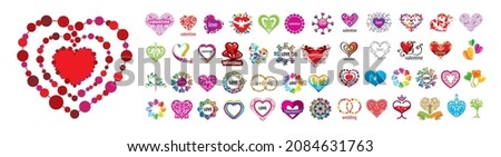 Set of vector heart and valentine logos on a white background