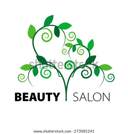 logo tree heart of green leaves in the beauty salon