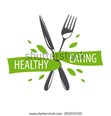 vector logo fork and knife for a healthy diet