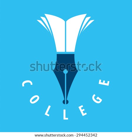 vector logo nib and books for college