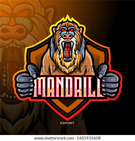 Angry Mandrill mascot. esport logo design