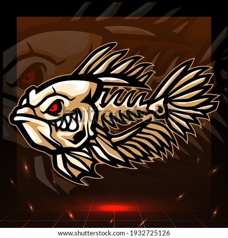 Betta fish skeleton mascot. esport logo design