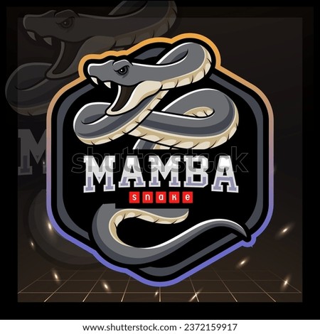 Black mamba snake mascot. e sport logo design