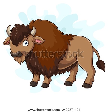 Cartoon bison on white background