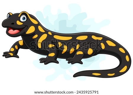 Cartoon salamander lizard on white background