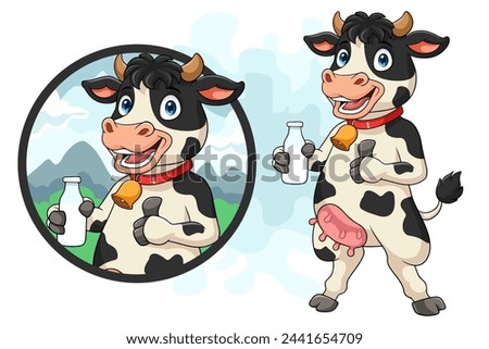 Cartoon happy cow giving thumb up