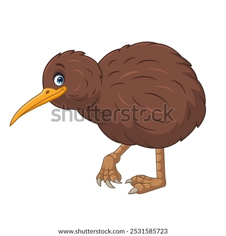 cartoon happy kiwi bird on white background