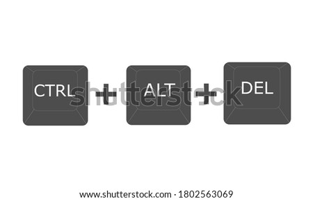 ctrl, alt and del ,Three buttons for fix computer hanging problem ,vector illustration