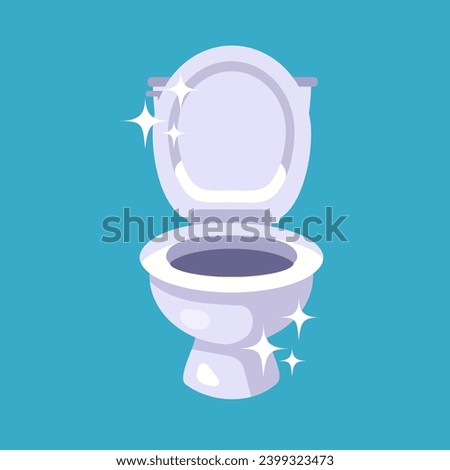 Toilet cleaning linear icon. New ceramic toilet bowl with Simple flat cartoon vector illustration. Clean Toilet bowl in bathroom interior decoration.