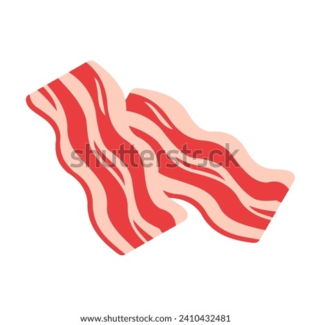 Fried bacon strips. Two strips of fried crispy bacon on white background vector illustration.