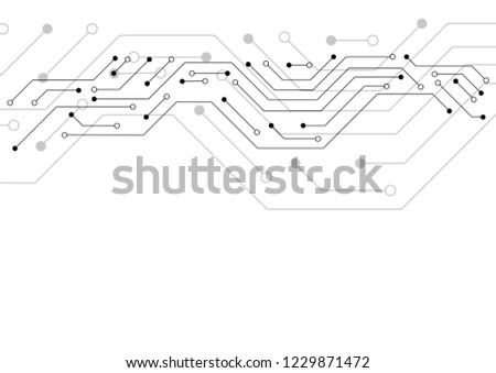 Circuit board pattern dots and lines for technology background. Vector illustration