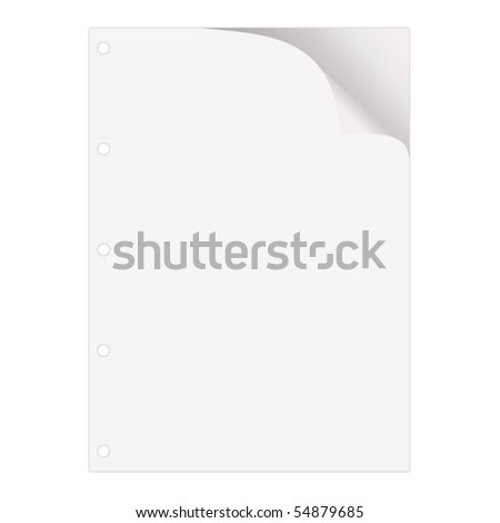 empty white book page with curl on top right