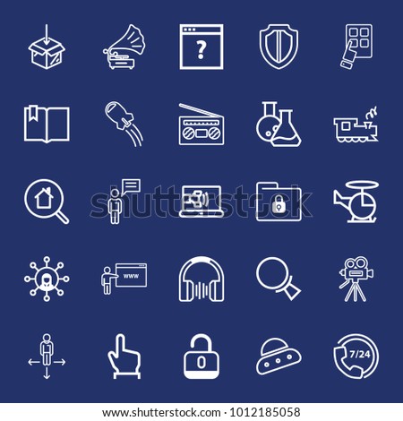 Technology outline vector icon set on navy background