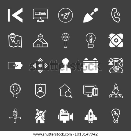 Technology filled and outline vector icon set on black background
