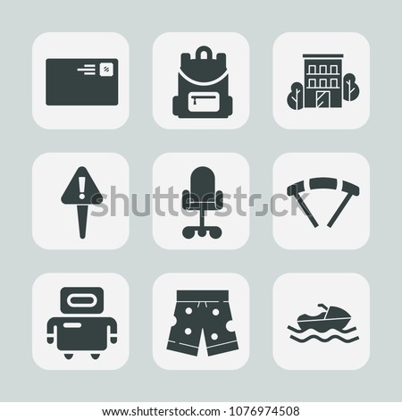 Premium set of fill icons. Such as danger, android, school, house, wear, office, cyborg, parachuting, city, chair, parachute, internet, sky, jump, business, send, letter, shorts, estate, robot, vessel