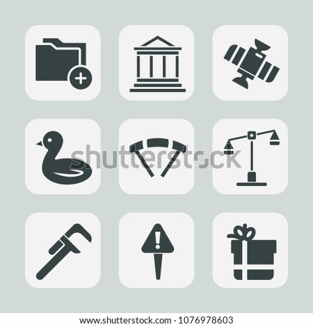 Premium set of fill icons. Such as planet, judge, bank, building, package, sign, nature, station, exclamation, financial, tool, mark, bird, industrial, folder, orbit, gift, business, banking, animal