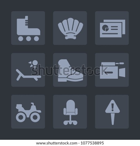 Premium set of fill icons. Such as sign, marine, road, report, sunny, microphone, chair, skate, shoe, skating, boot, shell, object, roller, television, retro, film, chart, ocean, sport, dirt, extreme