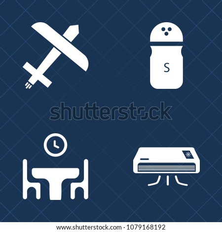Premium set of fill vector icons. Such as conditioning, black, restaurant, mother, cooling, seasoning, sitting, aviation, pepper, ingredient, spice, airplane, passenger, cold, travel, happy, cuisine
