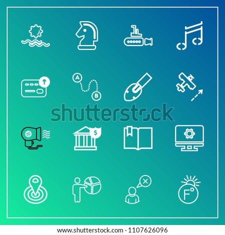 Modern, simple vector icon set on gradient background with meeting, money, chessboard, sun, white, fahrenheit, profile, web, businessman, electric, landscape, setting, temperature, sunrise, open icons