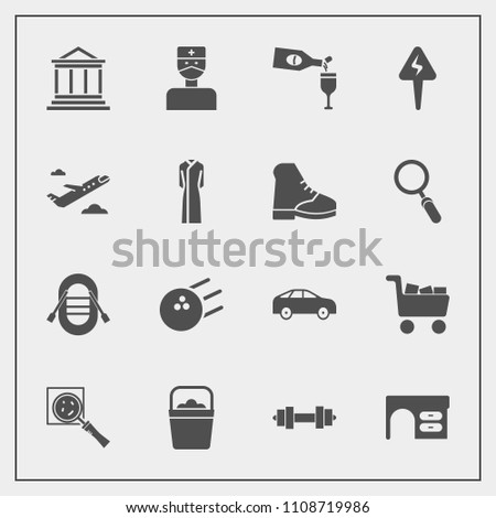 Modern, simple vector icon set with energy, move, handle, doctor, sailboat, table, gym, medical, red, work, ball, left, direction, alcohol, drink, glass, magnifier, money, sign, find, bowling icons