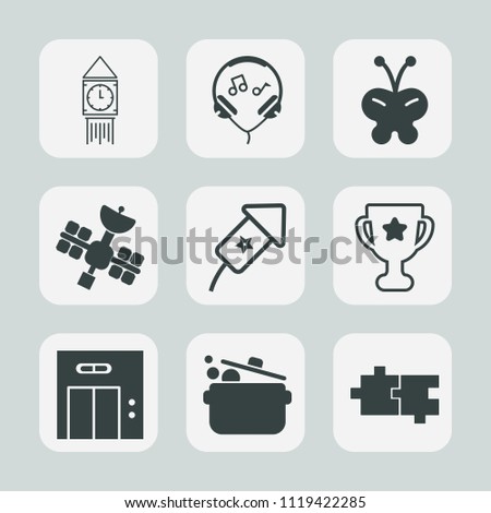 Premium set of outline, fill icons. Such as tower, white, england, landmark, lift, london, winner, first, music, puzzle, headset, award, event, uk, place, ben, listen, background, office, entrance
