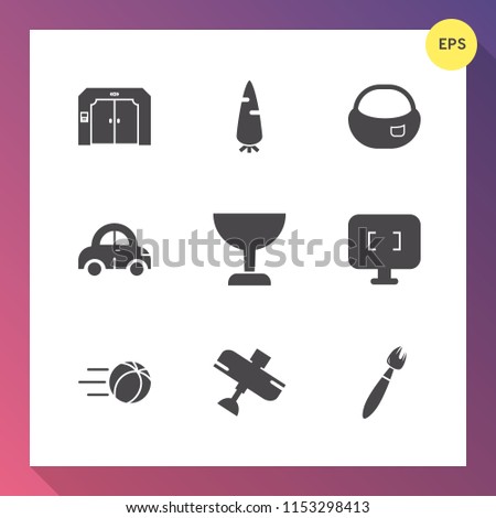 Modern, simple vector icon set on gradient background with vegetarian, arrow, football, food, fresh, ripe, carrot, automobile, orange, lift, backpack, up, technology, object, building, car, raw icons