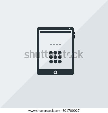 Electronic Tablet Pin Requirement Vector Icon, Device demands insert pin code symbol. Simple, modern flat vector illustration for mobile app, website or desktop app 